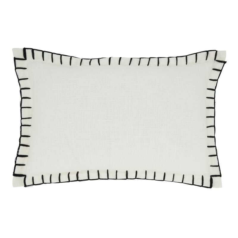 Simple Elegance Chunky Whip Stitch Throw Pillow - Polyester - 12"x20" - White