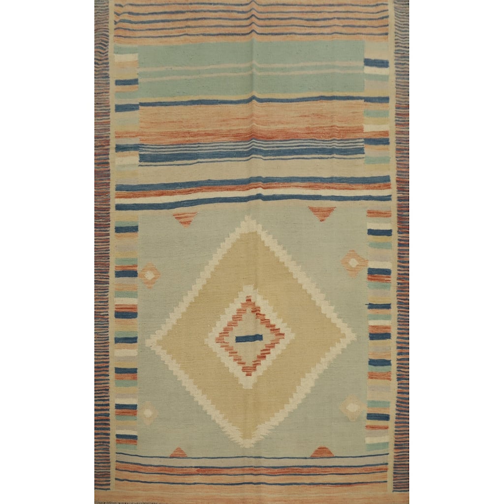 Hand Woven Oriental 100% Wool Carpet Southwestern Tribal Multi-Colored Kilim Area Rug - 6' 9'' X 4' 11''
