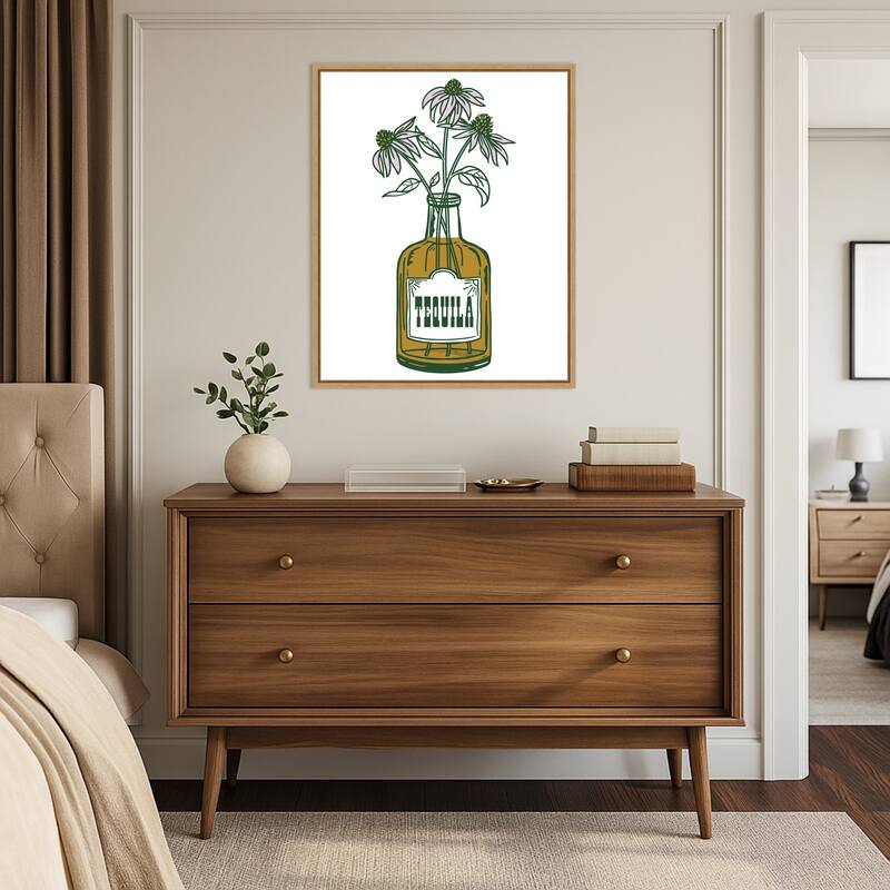 Tequila Potted Florals by The Whiskey Ginger Framed Canvas Wall Art Print