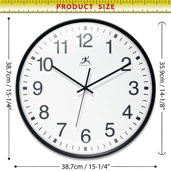 Infinity Instruments Apollo Wall Clock, Black, 15" Round - 15" Round