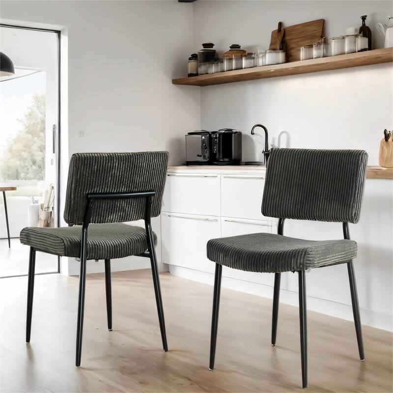 Modern Velvet Upholstered Dining Chair with Metal Legs (Set of 2)