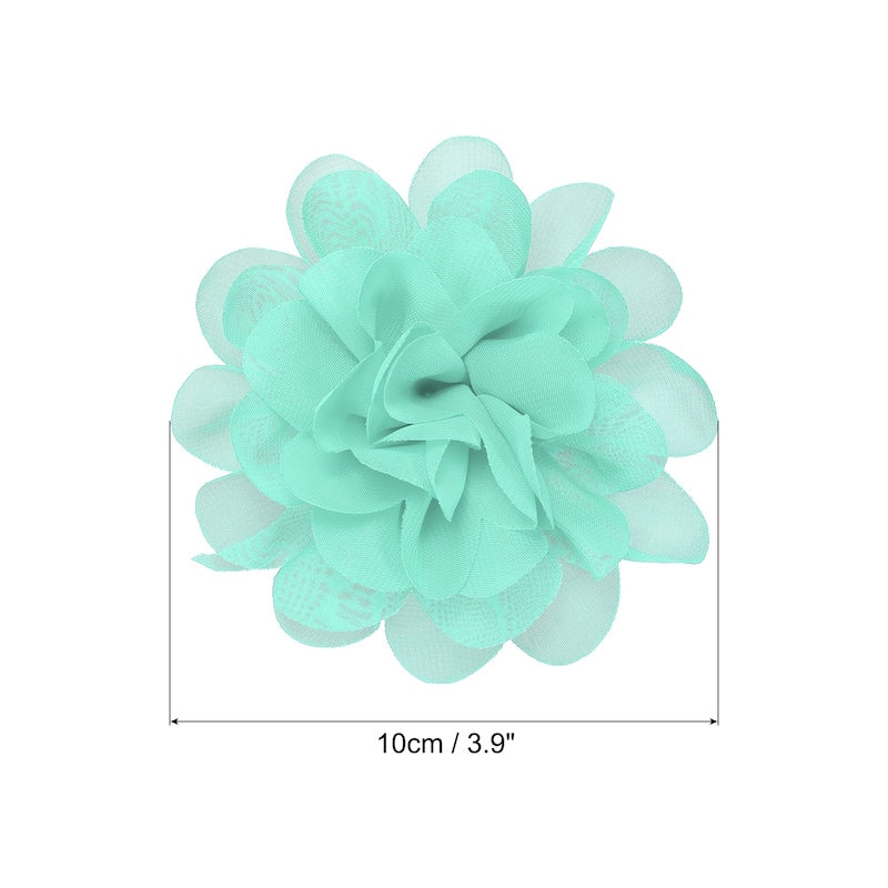 10Pcs Chiffon Flowers Fabric Flower Sewing Fabric Appliques - Mint Green - 3.9"