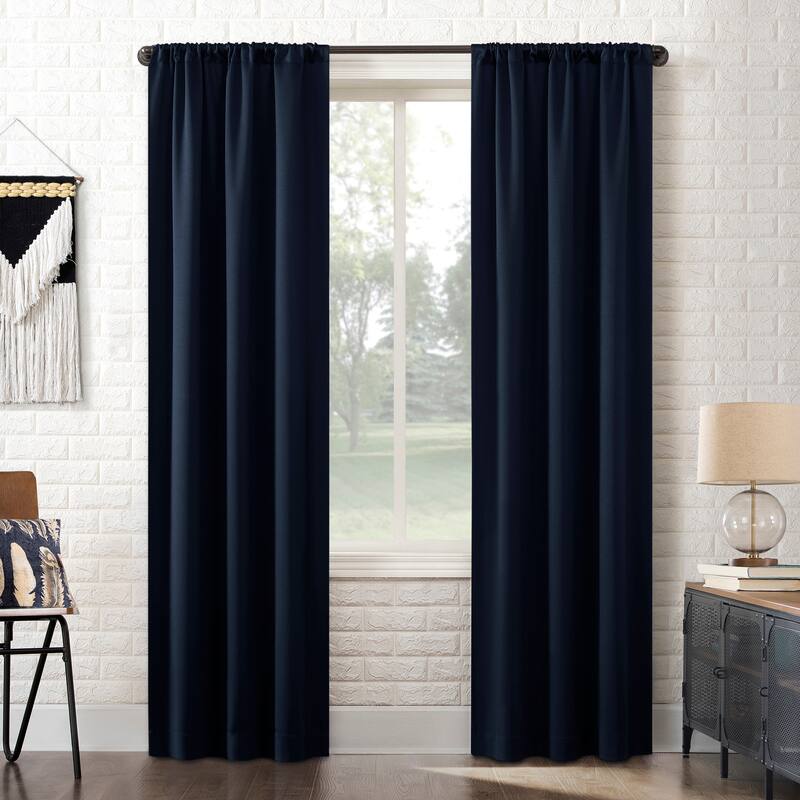 Sun Zero Bergen Theater Grade Extreme Total Blackout Rod Pocket 1-Piece Curtain Panel, Single Panel - 40" x 84" - Navy