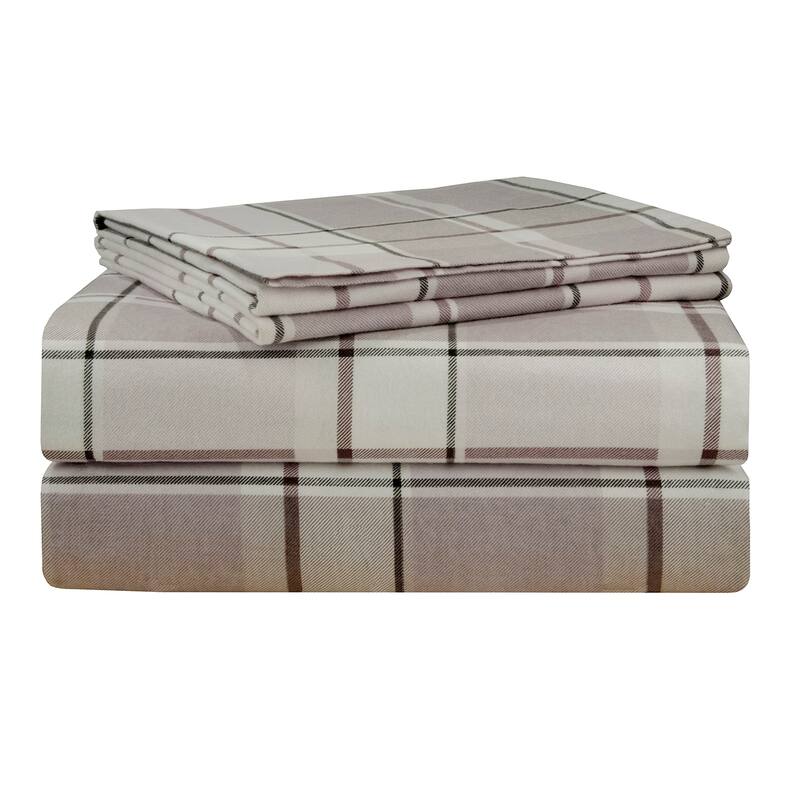 Pointehaven 200 GSM Superior Heavyweight Flannel Cotton Deep Pocket Bed Sheet Set - Jensen - Twin
