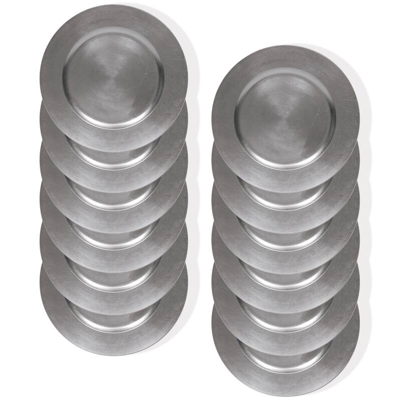 Silver Round Charger Plate 13" Set of 12 - 13" Dia x 0.5" H
