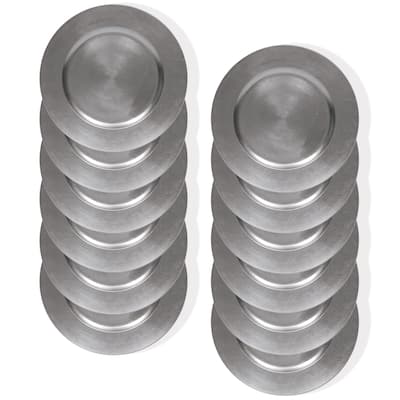 Silver Round Charger Plate 13" Set of 12 - 13" Dia x 0.5" H