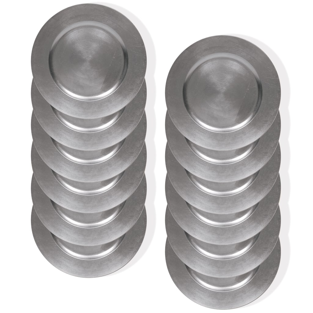 Silver Round Charger Plate 13" Set of 12 - 13" Dia x 0.5" H