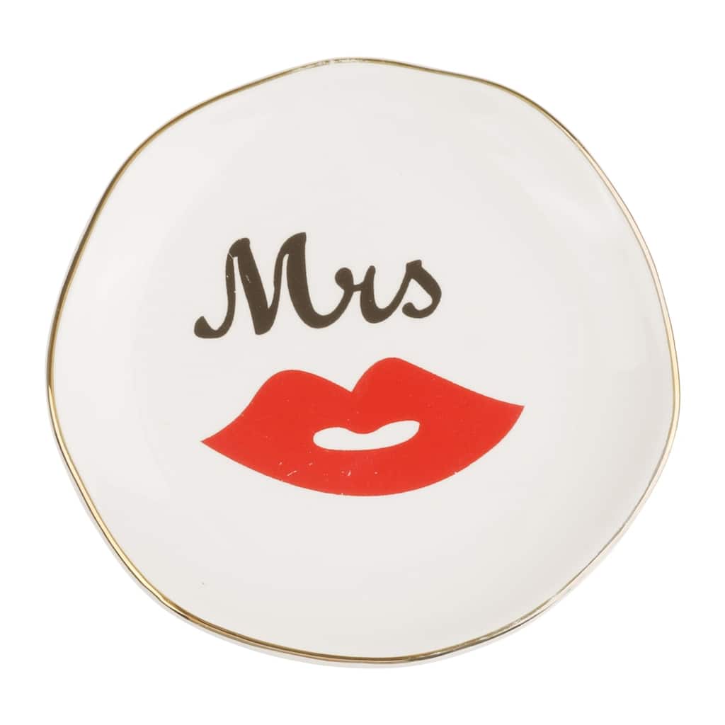 Ceramic Jewelry Tray, Decorative Trinket Ring Dish for Organizing Earrings Necklaces Bracelets Watch Keys 11.5*11.5*1.5cm Love1