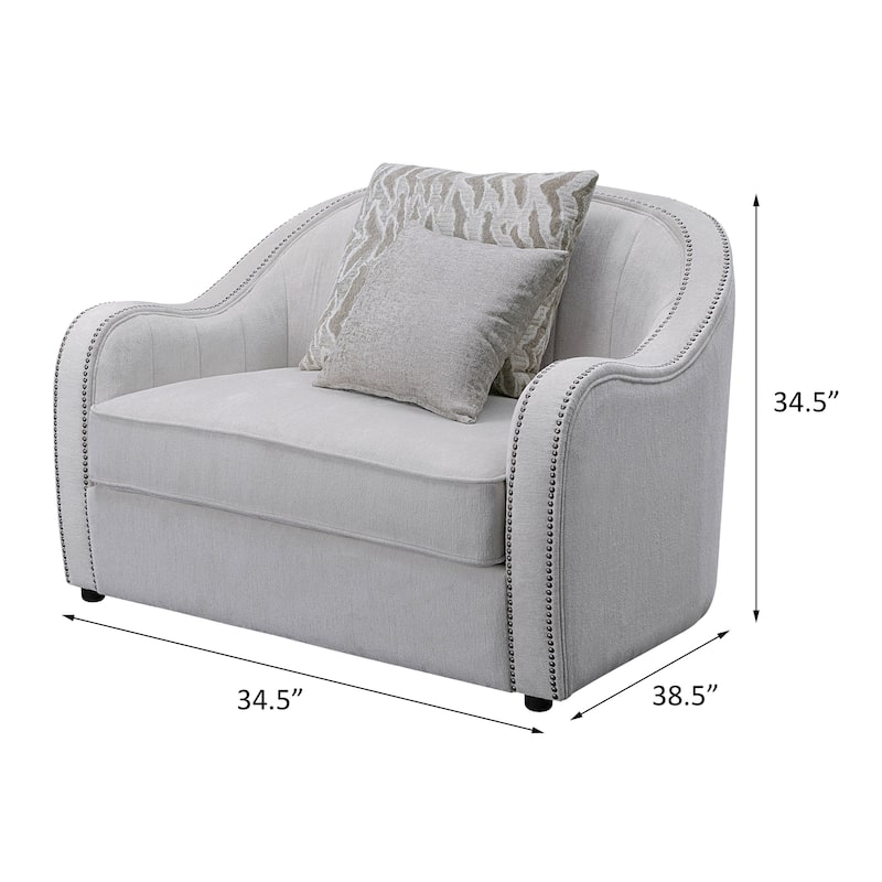 Davidov Beige Chair with Nailhead Trim