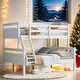 preview thumbnail 2 of 7, Contemporary Twin over Full Bunk Bed with Ladder, Sturdy Construction & Safety Guardrail, Save Space or Split Into 2 Beds, White