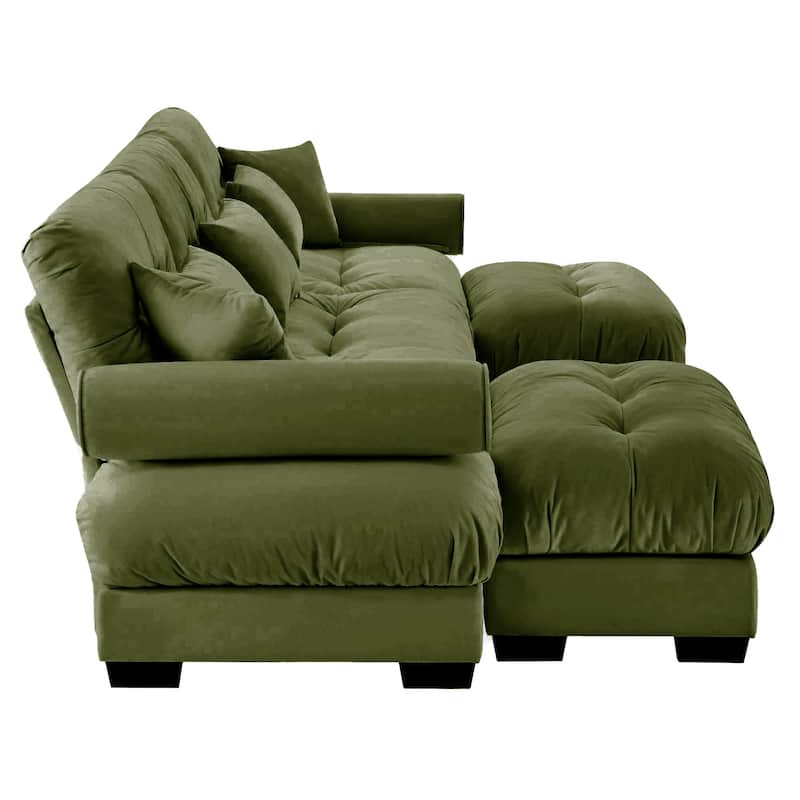 U-Shape 3 Deep Seat Modular Sofa Couch with 2 Movable Ottomans