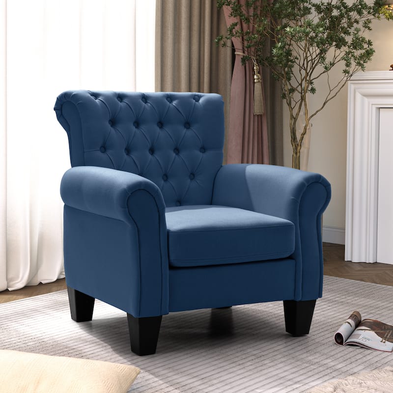 Accent Club Chair Comfortable Single Sofa Chair Indoor Seating with Arms & Padded Seat