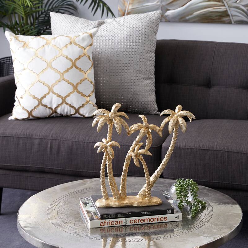 Gold Polyresin Palm Tree Decorative Sculpture - Gold