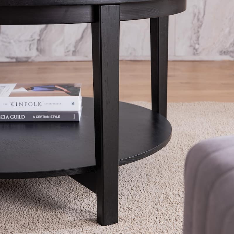 Round Glass Coffee Table With Storage Coffee Table Home Decoration Wood Base And Frame For Living Room