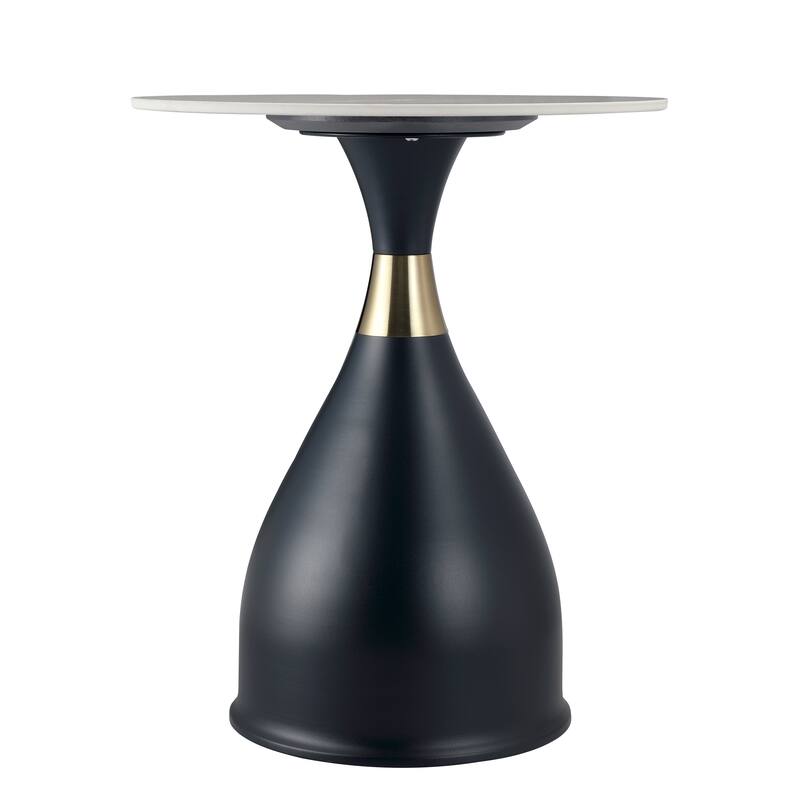Round Sintered Stone Side Table with Stainless-Steel Base Bento Series