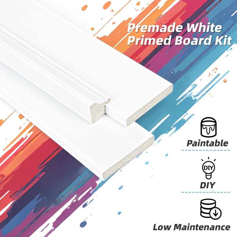 Art3d White Wainscoting Decorative Trim Set 12panels Kit or 25Panels Kit