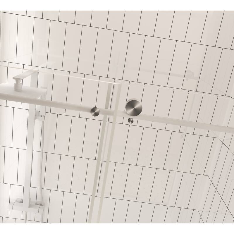 60 "W x 60" H Frameless Shower Door with Stainless Steel Handle - 60'' x 0.31'' x 60''