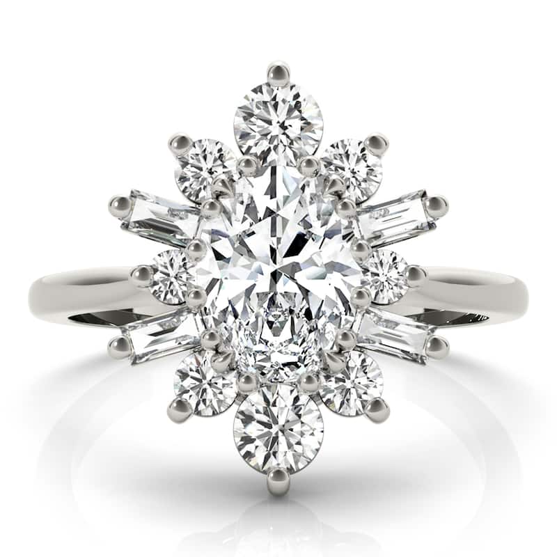 Auriya 14k White Gold Lab Grown Oval Diamond Halo Engagement Ring 0.50 to 5.00 ct. tw. (F-G VS)
