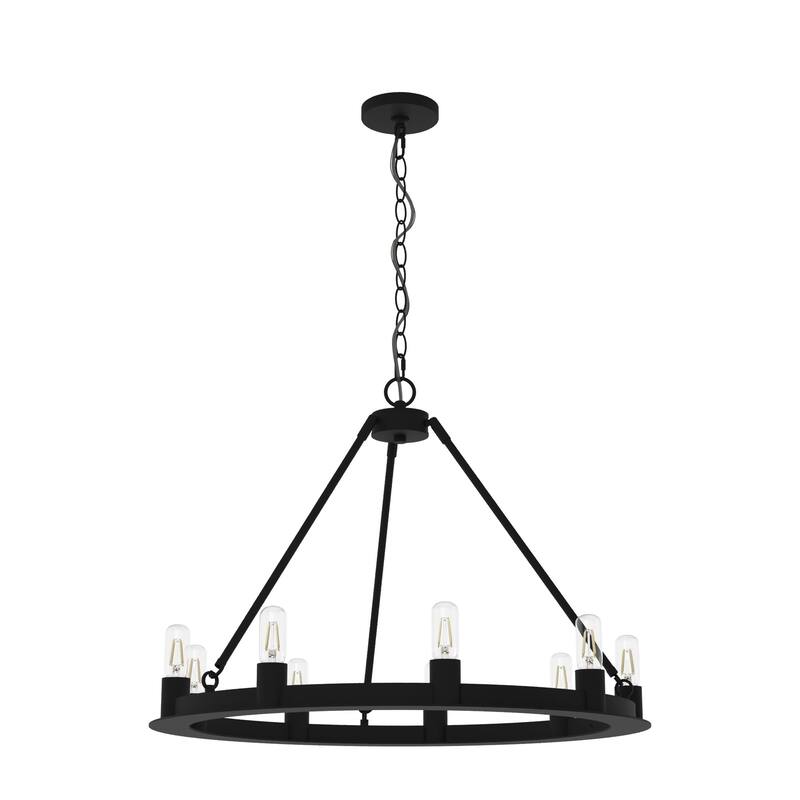 Hunter 30" Saddlewood 9-Light Chandelier - Dining Room, Entry - Farmhouse, Industrial, Wagon Wheel