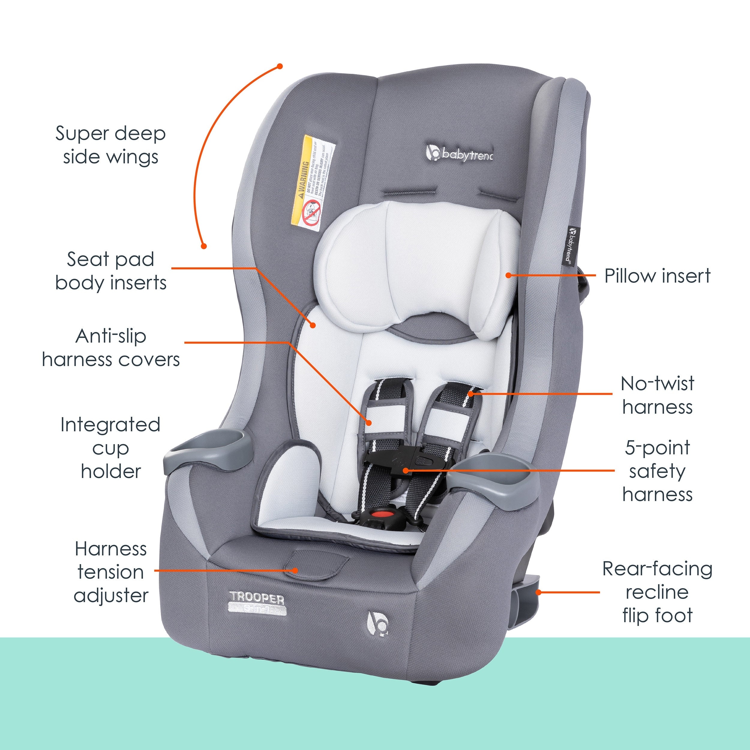 Trooper 3-in-1 Convertible Car Seat, Dash Sage - Overstock - 41019578