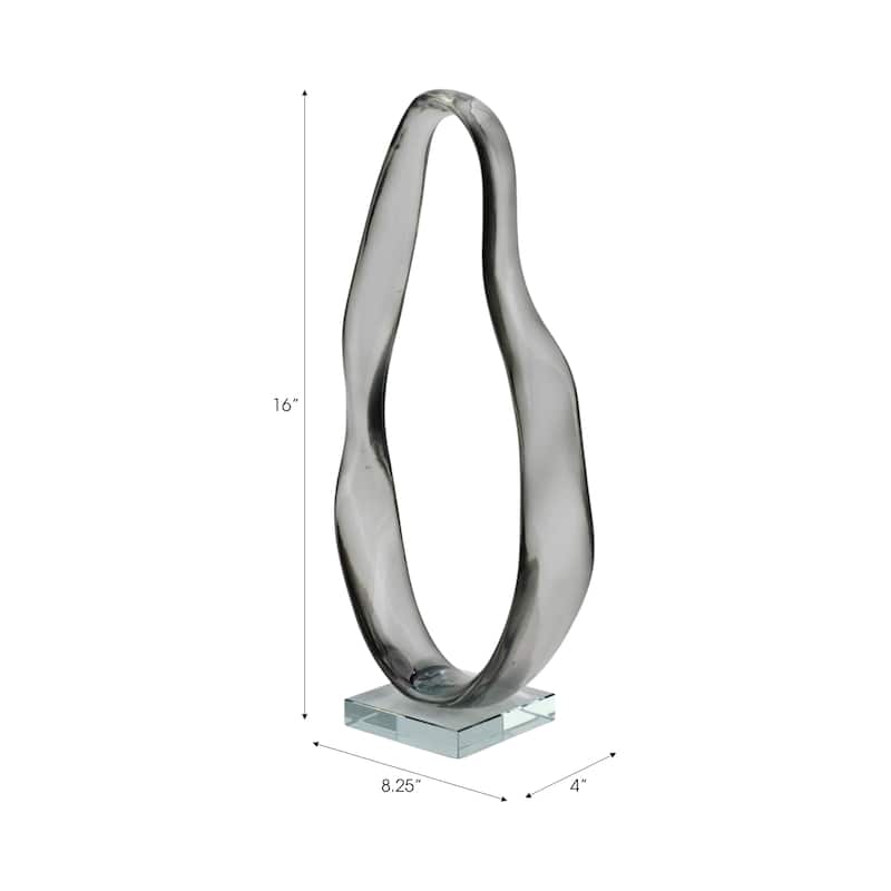 Resin Sculpture Statement with Crystal Base Modern Accent - 16" Gray - 8.25" x 4" x 16"