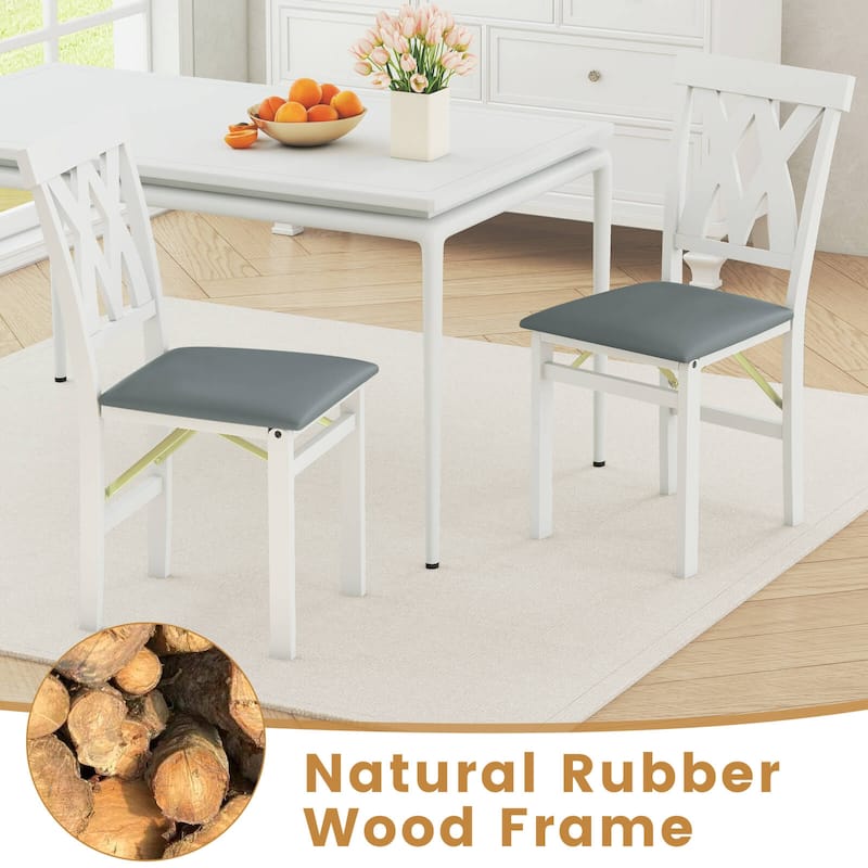 Costway Folding Kitchen Chairs Set of 2/4 with Rubber Wood Frame - See Details