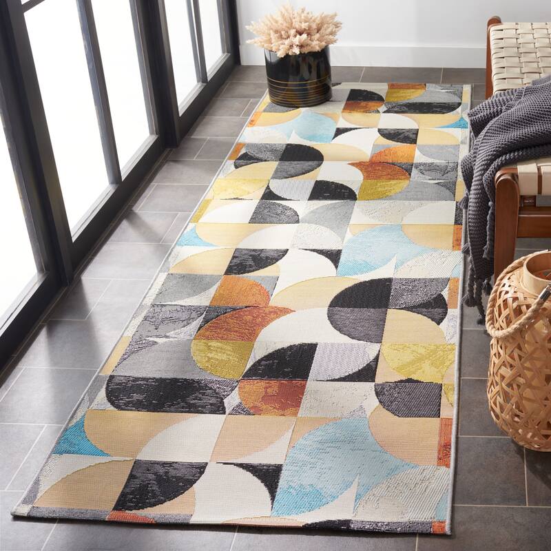 SAFAVIEH Barbados Nery Mid-Century Modern Abstract Waterproof Patio Backyard Rug