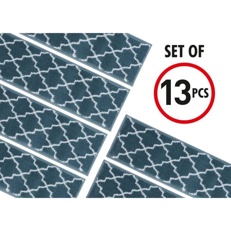 SUSSEXHOME Geometric Stair Treads with Easy to Install Double Adhesive Tape 9" x 28"