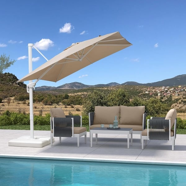 cantilever patio umbrella sale PURPLE LEAF Right-left Tilt White Square Cantilever Patio Umbrella - On Sale  - Bed Bath & Beyond
