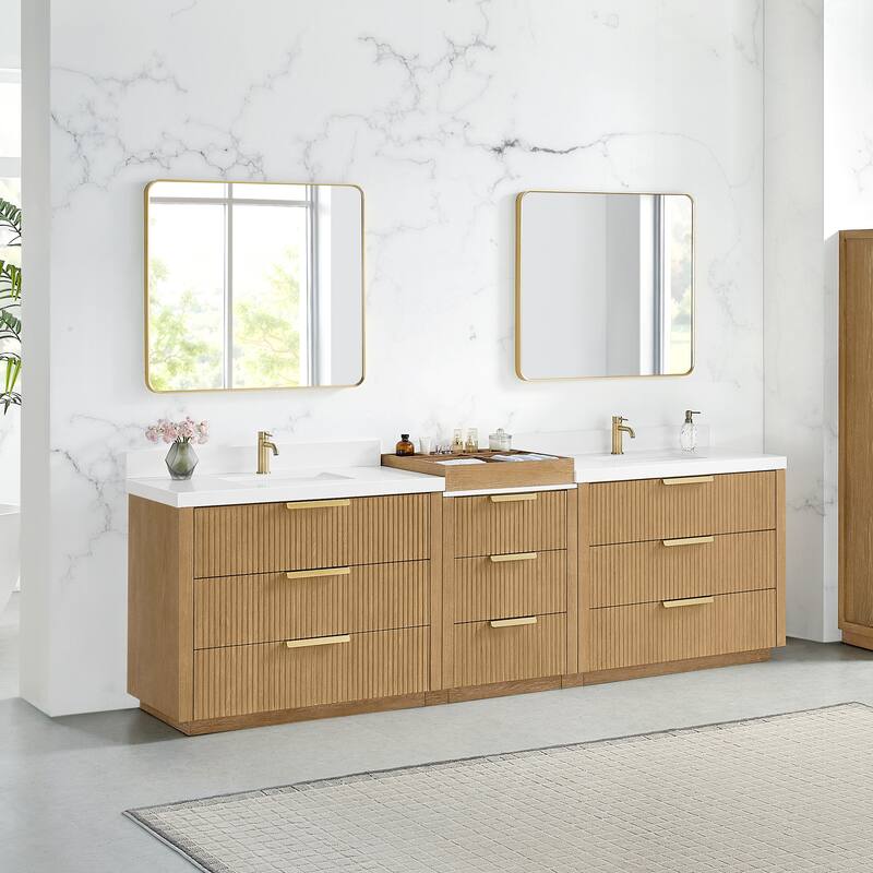 Santarem Double Vanity with Pure White Quartz Stone Top without Mirror