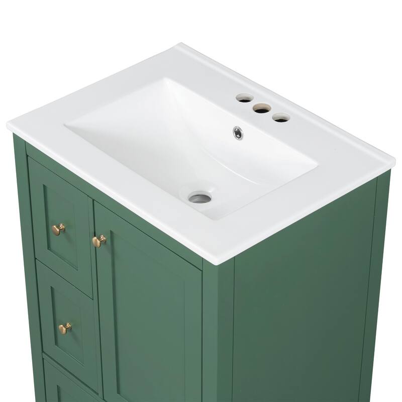24-Inch Bathroom Vanity with Storage, Adjustable Shelf, Removable Dividers