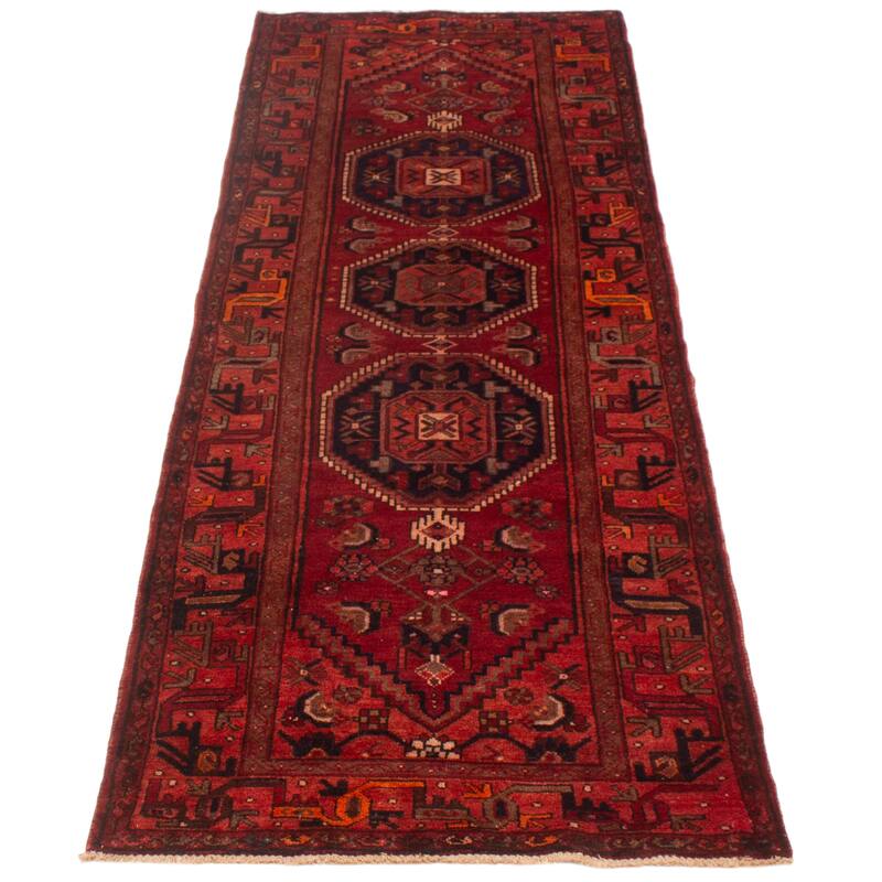 ECARPETGALLERY Hand-knotted Andelz Red Wool Rug - 3'5 x 9'7