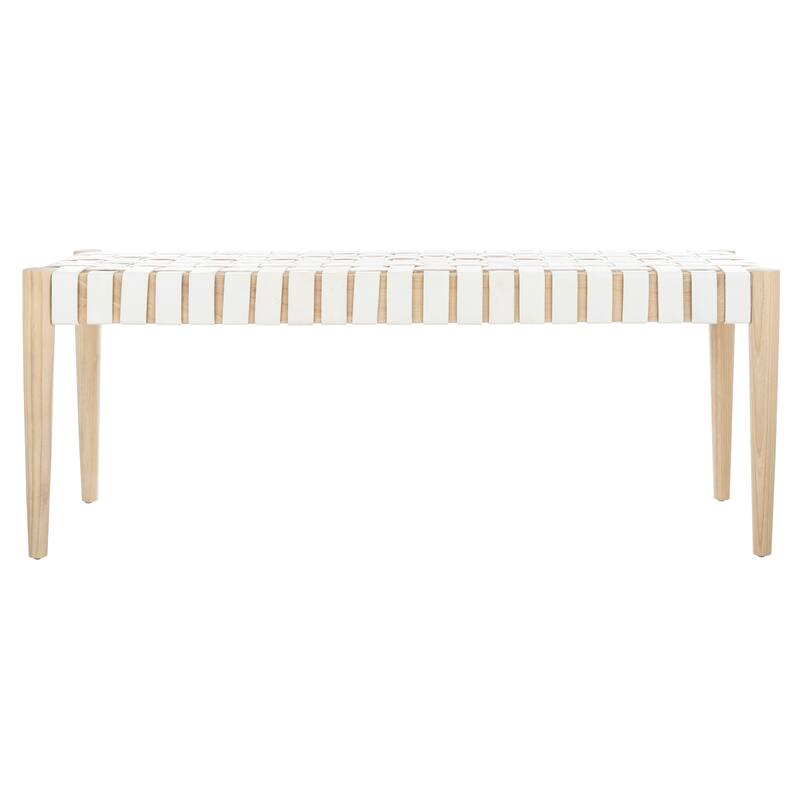 SAFAVIEH Manervia Wood & Leather Bench - 47Wx16Dx18H