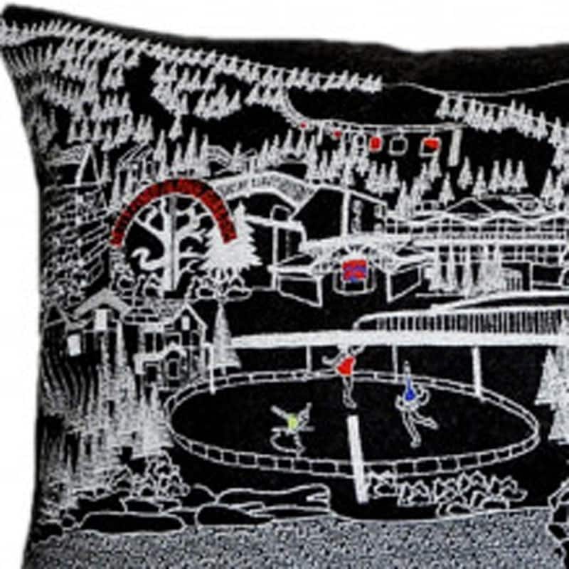 HomeRoots 46" Black Vail Nighttime Skyline Lumbar Decorative Pillow