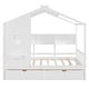 preview thumbnail 31 of 43, Kids Playhouse Bed Frame Wood Semi Enclosed House Bed with Storage Headboards & 2 Drawers, Roof Platform Bed, Wood Slat Support