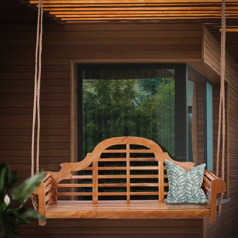 Chic Teak Lutyens Teak Wood Double Outdoor Porch Swing, 66 inch