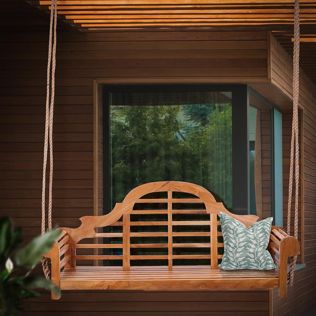 Chic Teak Lutyens Teak Wood Double Outdoor Porch Swing, 66 inch