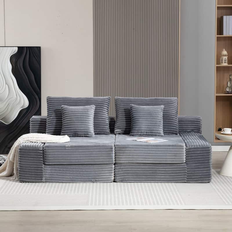 Double Lounge Chaise,Cloud Plush Sofa Bed,Upholstered Boneless Cloud Sofa Deep Seat