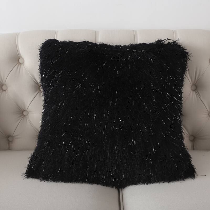 Manhattan Collection Shag Pillow - Black