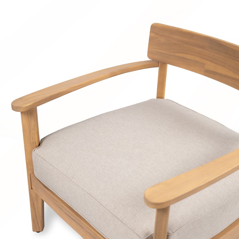 Acacia Wood Club Chair With Seat Cushion Set of 2