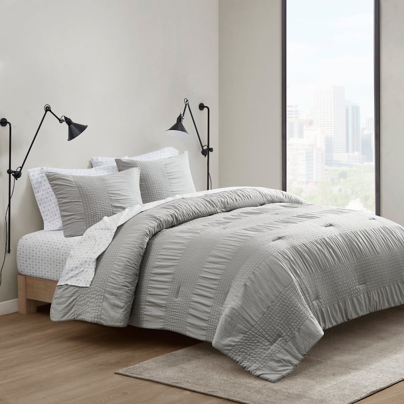 Madison Park Essentials Cirrus Complete Comforter Set with Bed Sheets - Grey - California King