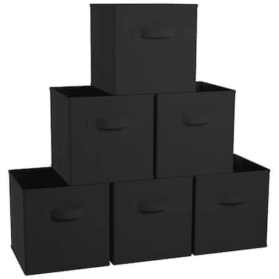 6 Pack Foldable Collapsible Storage Box Bins Shelf Basket Cube Organizer with Dual Handles -13 x 13 x 13