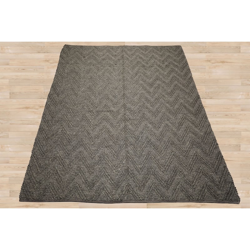 9x12 Tibetano Hand Knotted Flatweave Wool Tone on Tone Graphite Modern Rug - 9' x 12'