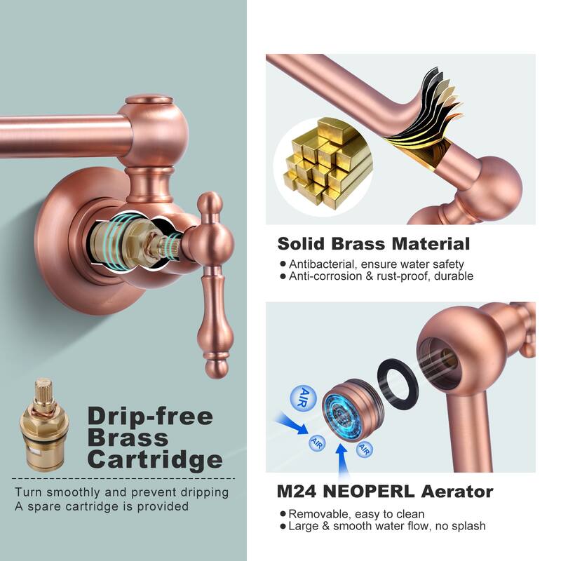 WOWOW Wall Mounted Pot Filler Faucet with Double Joints