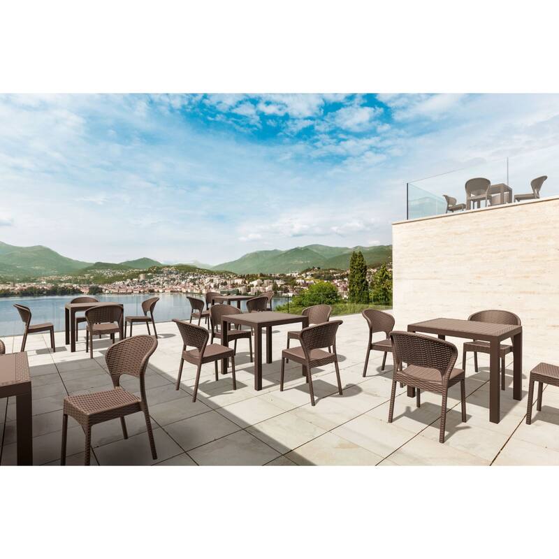 31.5" Coffee Brown Wickerlook Square Patio Dining Table