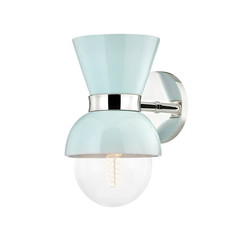Gillian 1 Light Wall Sconce - Polished Nickel/Robins Egg Blue
