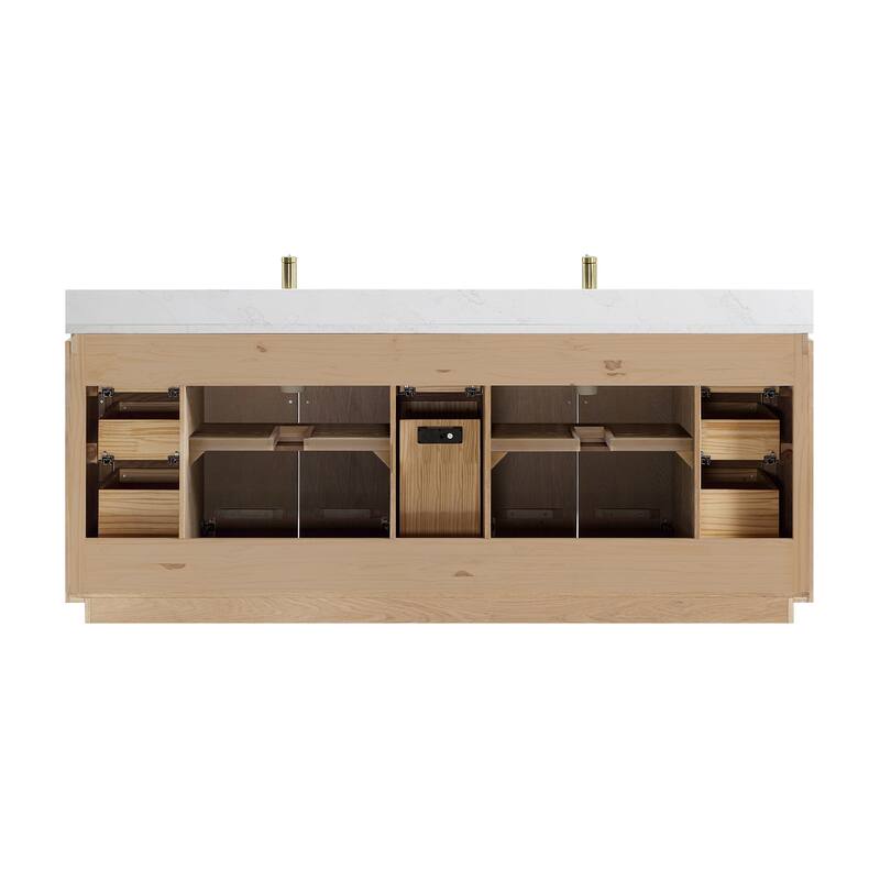 San Double Bath Vanity with Composite Stone Top and Mirror