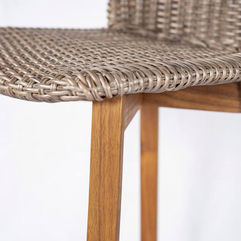 Outdoor Bar Stool with Wicker Set of 2