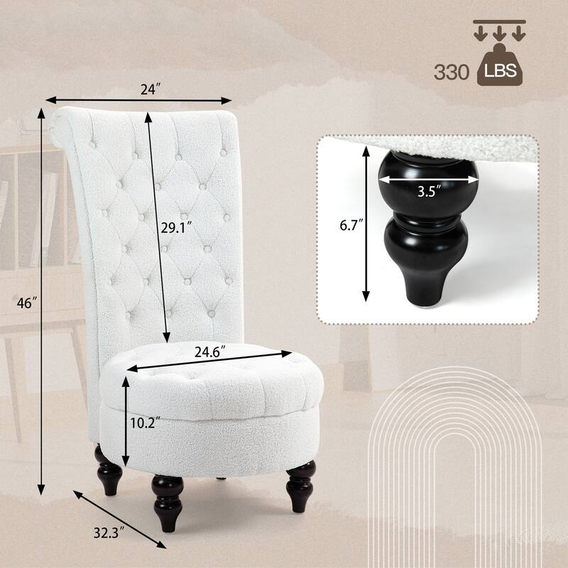 AVAWING Throne Royal Chair Thick Padding and Rubberwood Legs