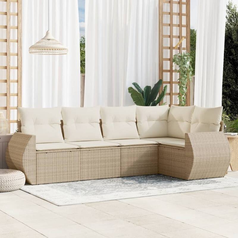 vidaXL Garden Sofa Set - Beige and cream With table